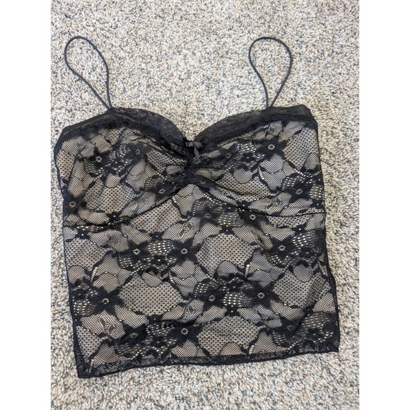 wild fable Tops - Wild Fable‎ Black Floral Lace Camisole Top XS Sweetheart Neck Cropped Tank